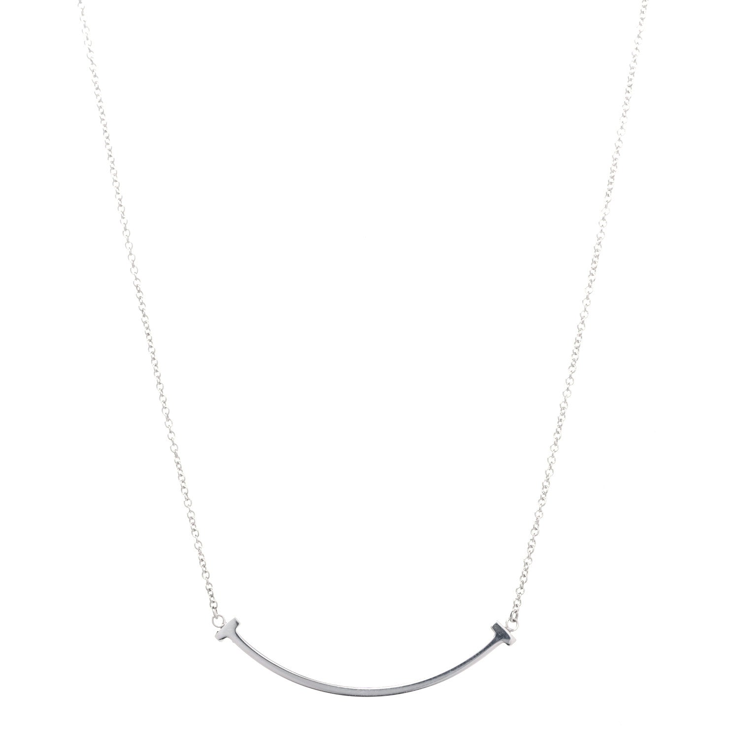 Tiffany Sterling Silver Small T Smile Pendant Necklace 3 of 6