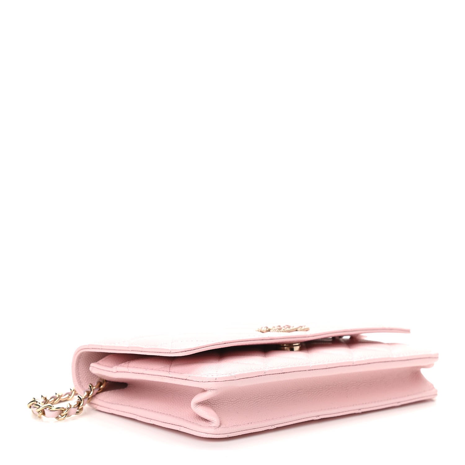 Chanel Caviar Quilted Crystal CC Wallet On Chain WOC Light Pink 4 of 12