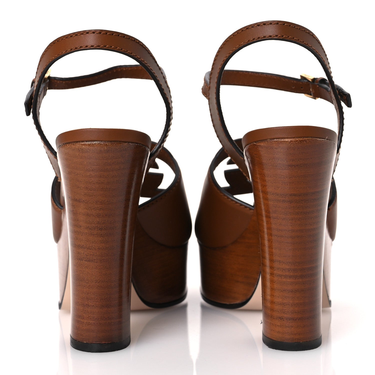 Gucci Cosmos Softy Calfskin Wooden Interlocking G Cut-Out 30/120mm Platform Sandals 38.5 Cuir 6 of 11