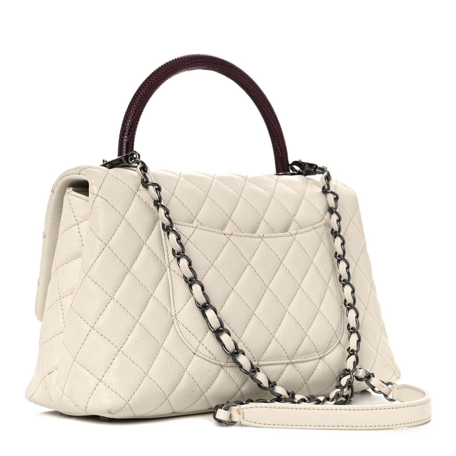 Chanel Caviar Lizard Quilted Small Coco Handle Flap Ivory 3 of 24