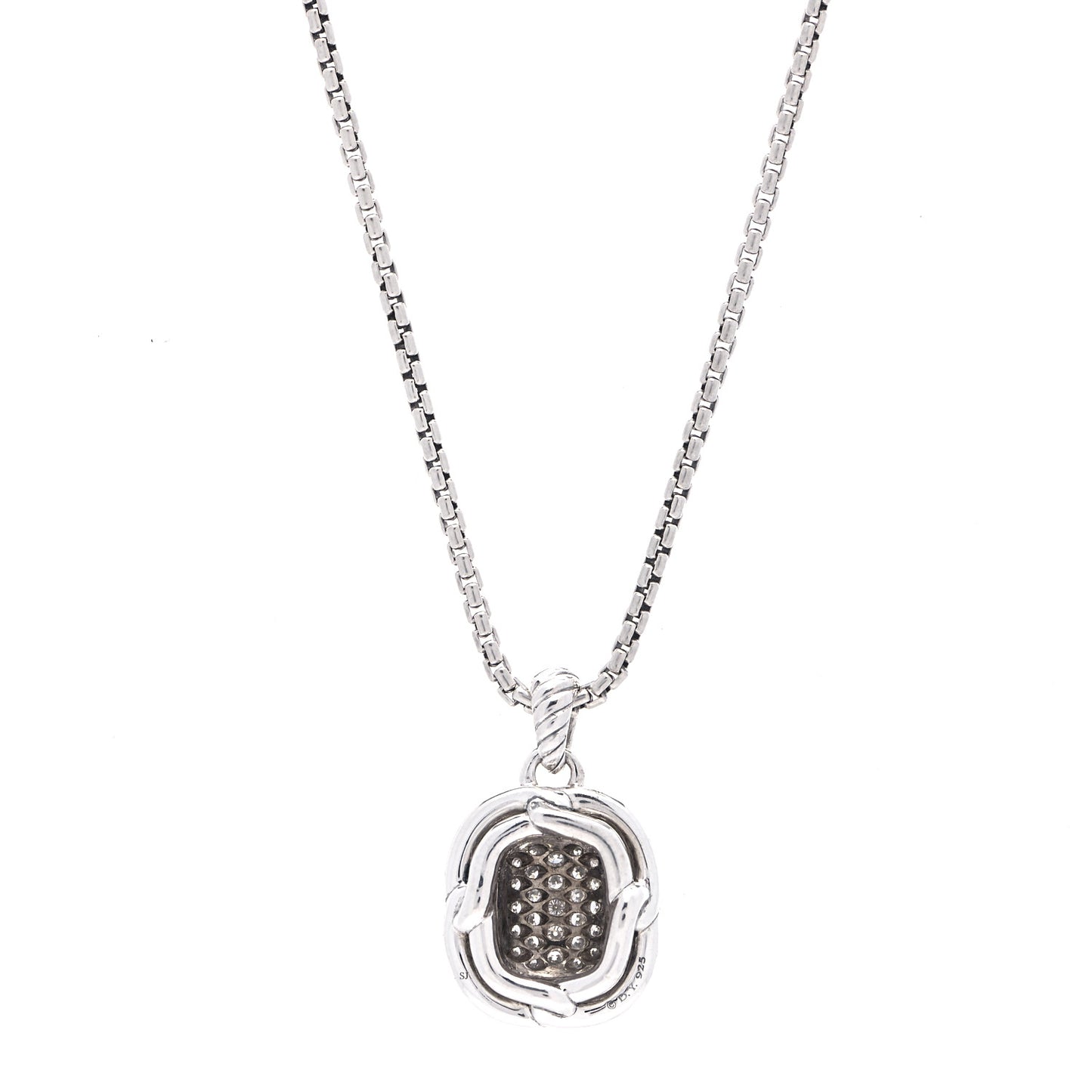 Sterling Silver Diamond 10mm Labyrinth Pendant Necklace