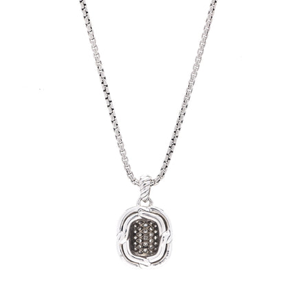 David Yurman Sterling Silver Diamond 10mm Labyrinth Pendant Necklace 3 of 6