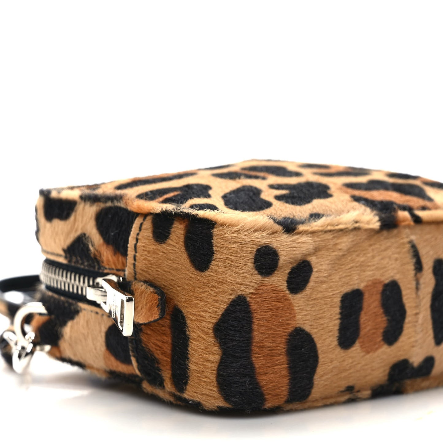 Calf Hair Leopard Print Crossbody Camera Bag Miele Moro