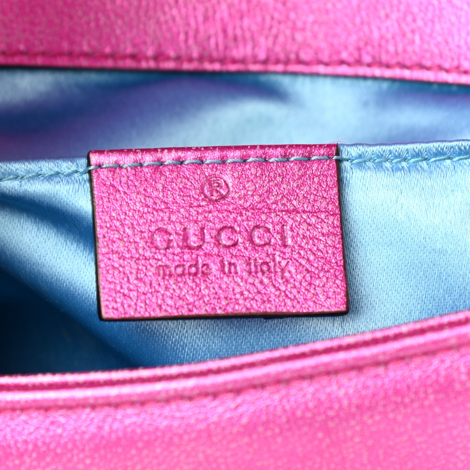 Gucci Metallic Calfskin Matelasse Mini GG Marmont Shoulder Bag Fuchsia 6 of 9
