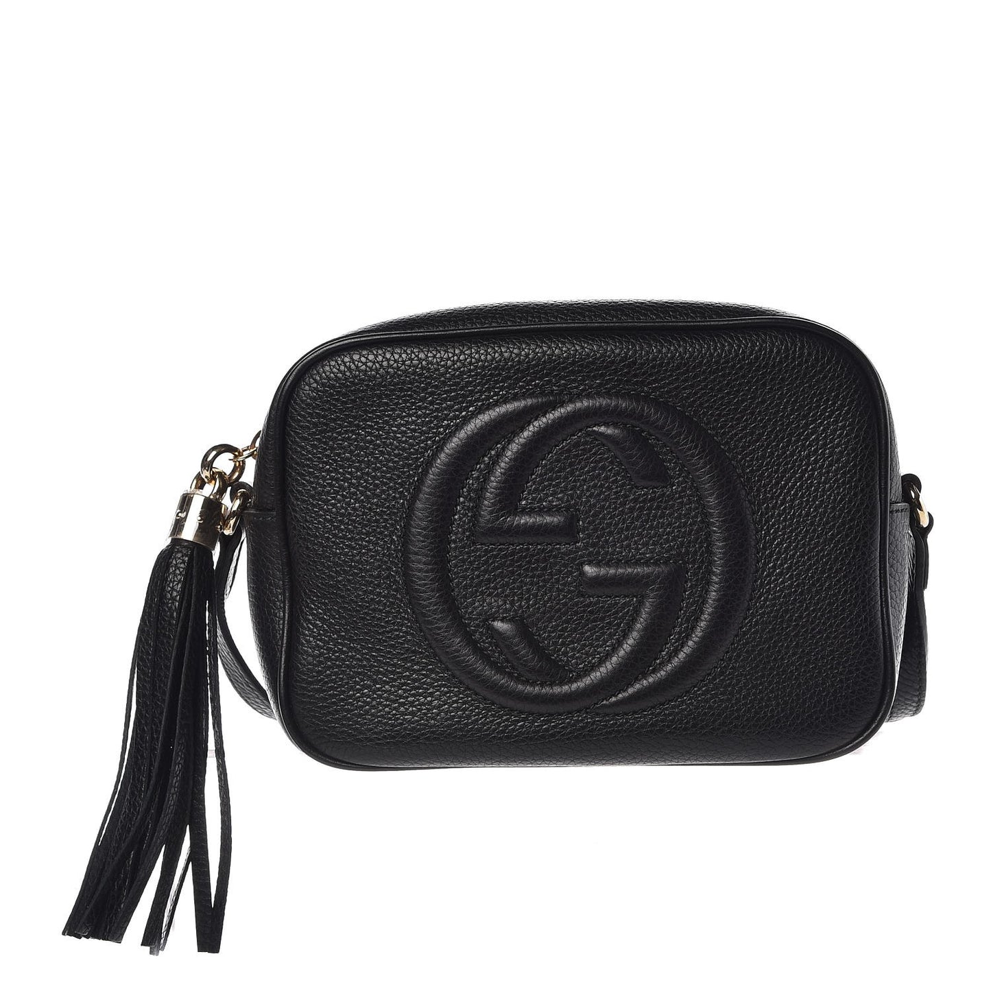 Pebbled Calfskin Small Soho Disco Bag Black
