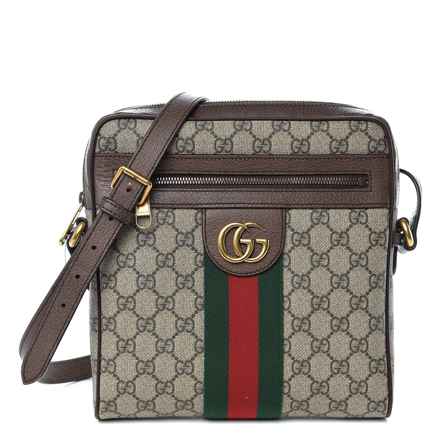 GG Supreme Monogram Web Small Ophidia Messenger Bag Brown