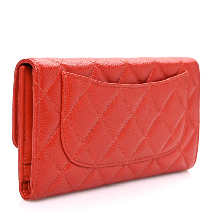 Chanel Iridescent Caviar Quilted Large Gusset Flap Wallet Orange 3 of 8