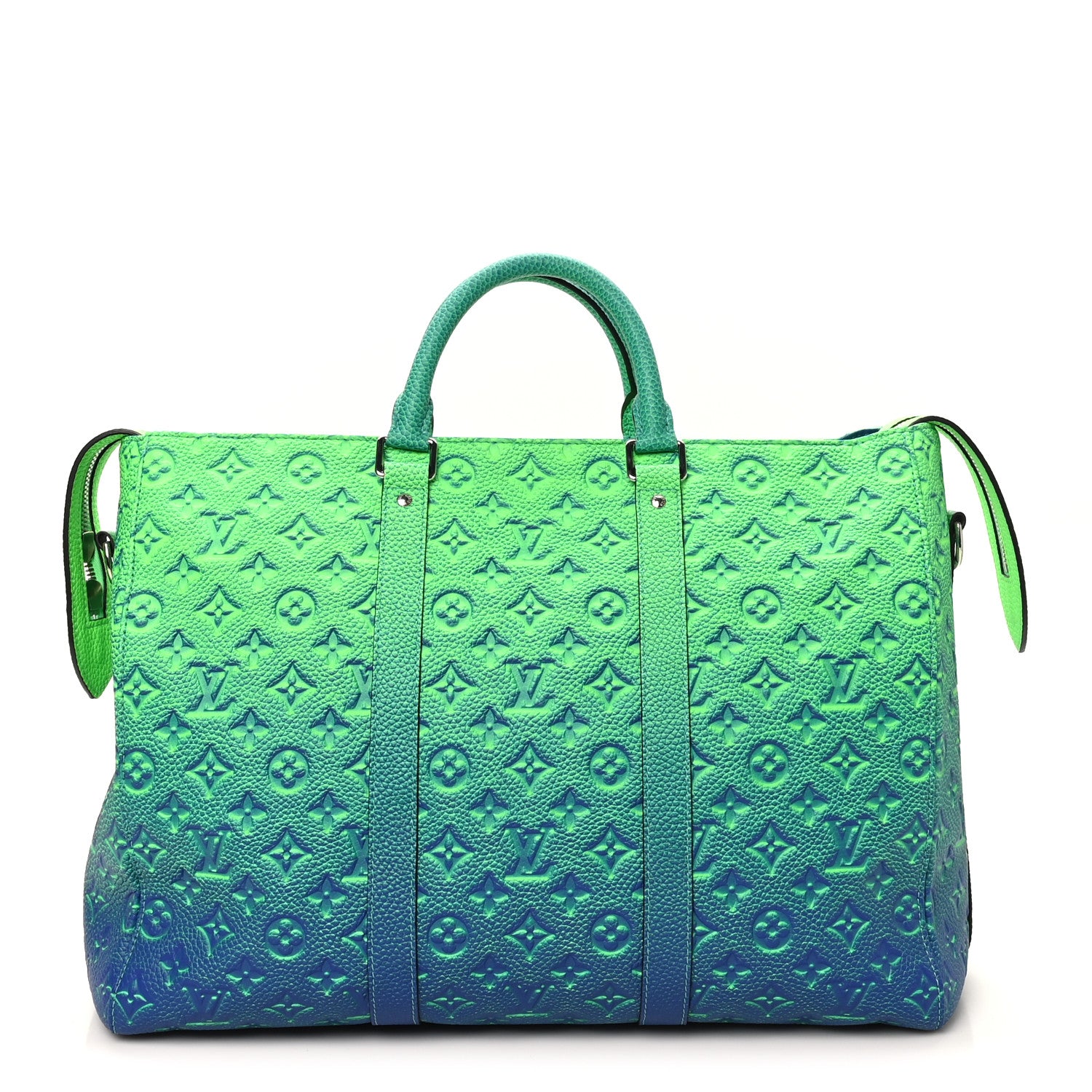 Louis Vuitton Taurillon Illusion Keepall Tote Bleu Vert 1 of 8