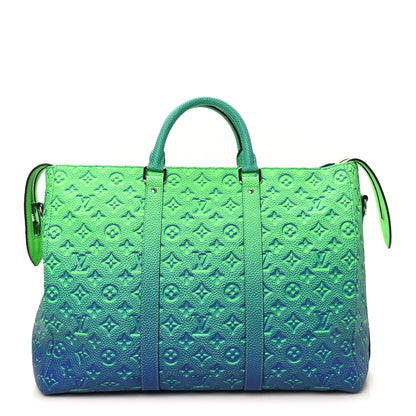 Louis Vuitton Taurillon Illusion Keepall Tote Bleu Vert 1 of 8