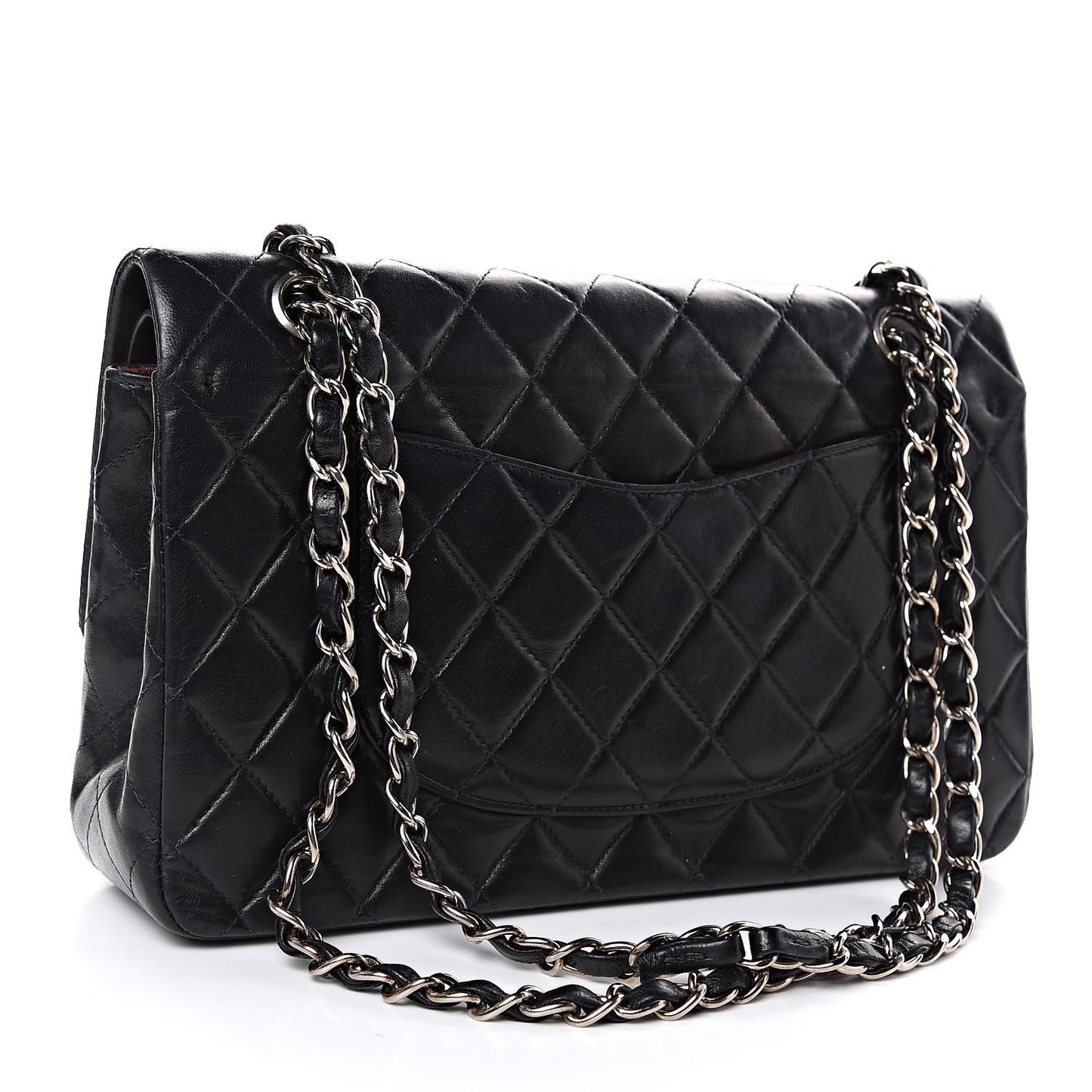 Lambskin Quilted Medium Double Flap Black