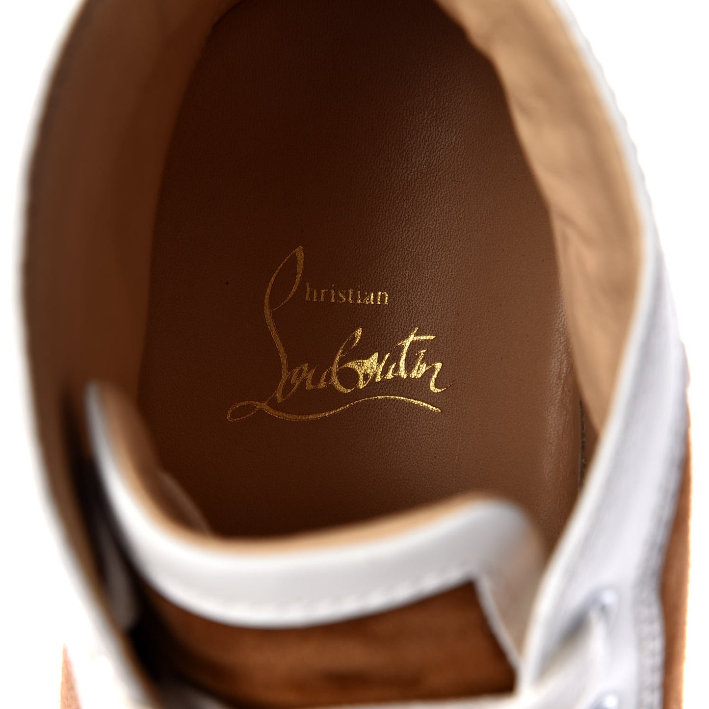 Calfskin Suede Mens Louis Spikes Flat Sneakers 41.5 White Indiana
