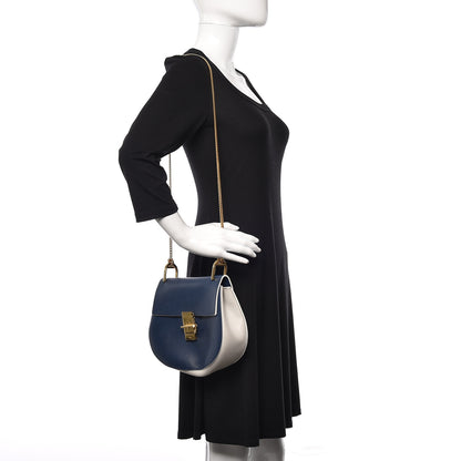 Chloe Smooth Calfskin Bi-Color Drew Shoulder Bag Royal Navy Marshamallow 2 of 13