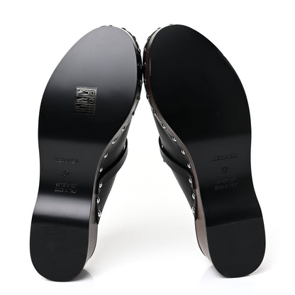 Hermes Calfskin Carlotta Mules 37 Black 5 of 8
