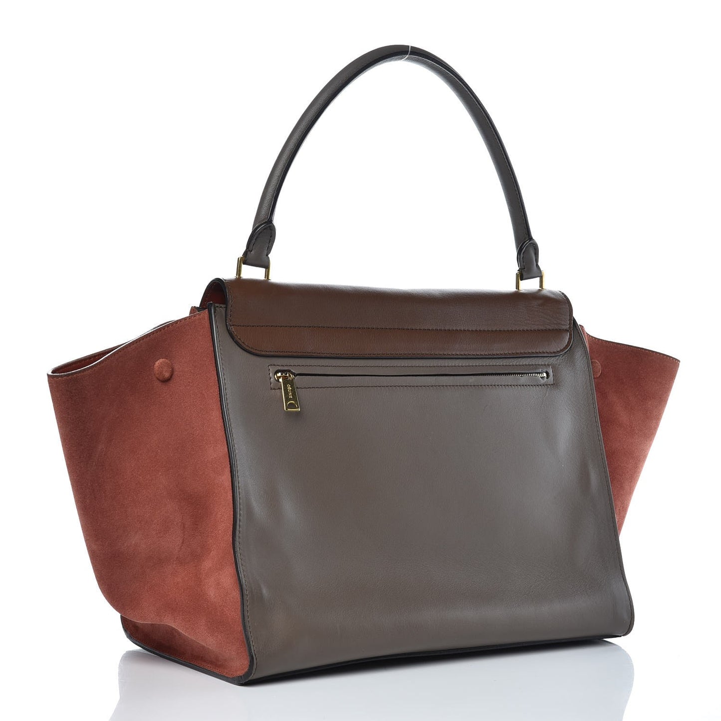 Calfskin Suede Large Tri-Color Trapeze Terracotta