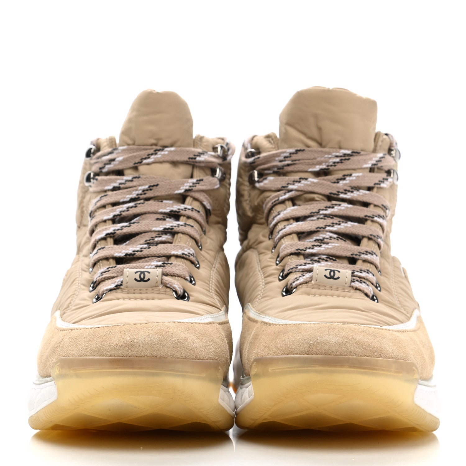 Chanel Fabric Suede Womens CC Sneakers 39 Beige 2 of 10