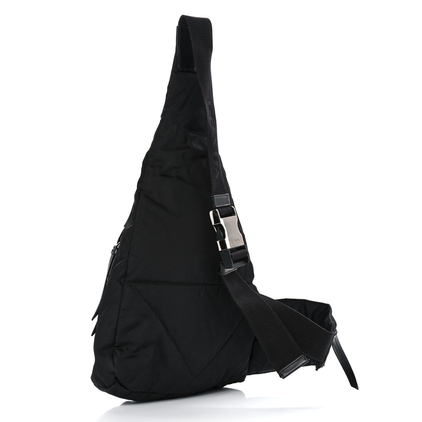 Re-Nylon Vitello Metal Triangle Logo Sling Backpack Black