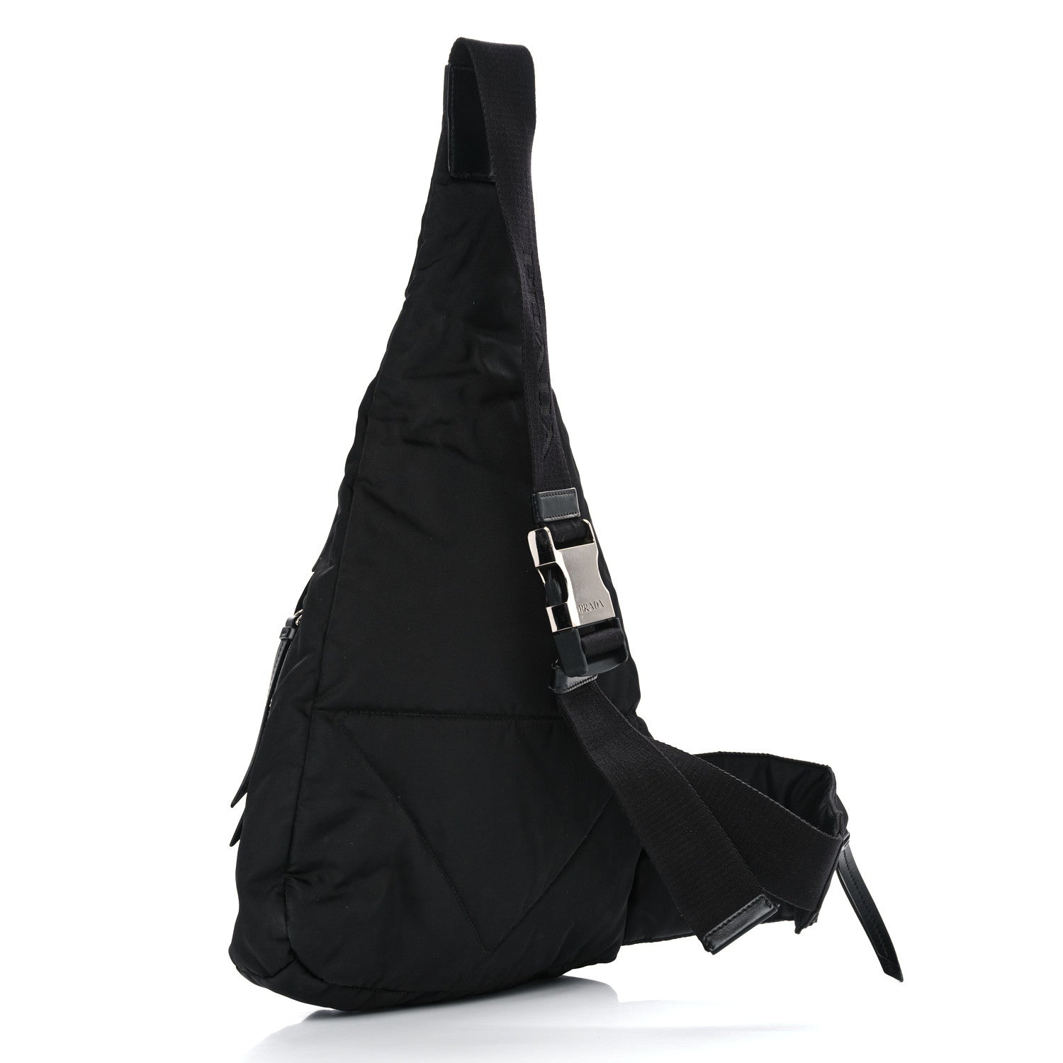 Prada Re-Nylon Vitello Metal Triangle Logo Sling Backpack Black 3 of 12