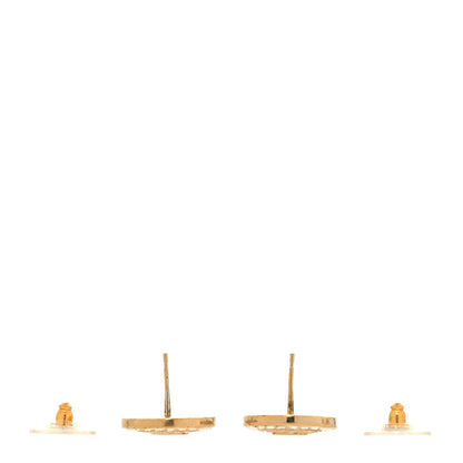 Chanel Metal Quilted Crystal CC Round Earrings Gold 3 of 4