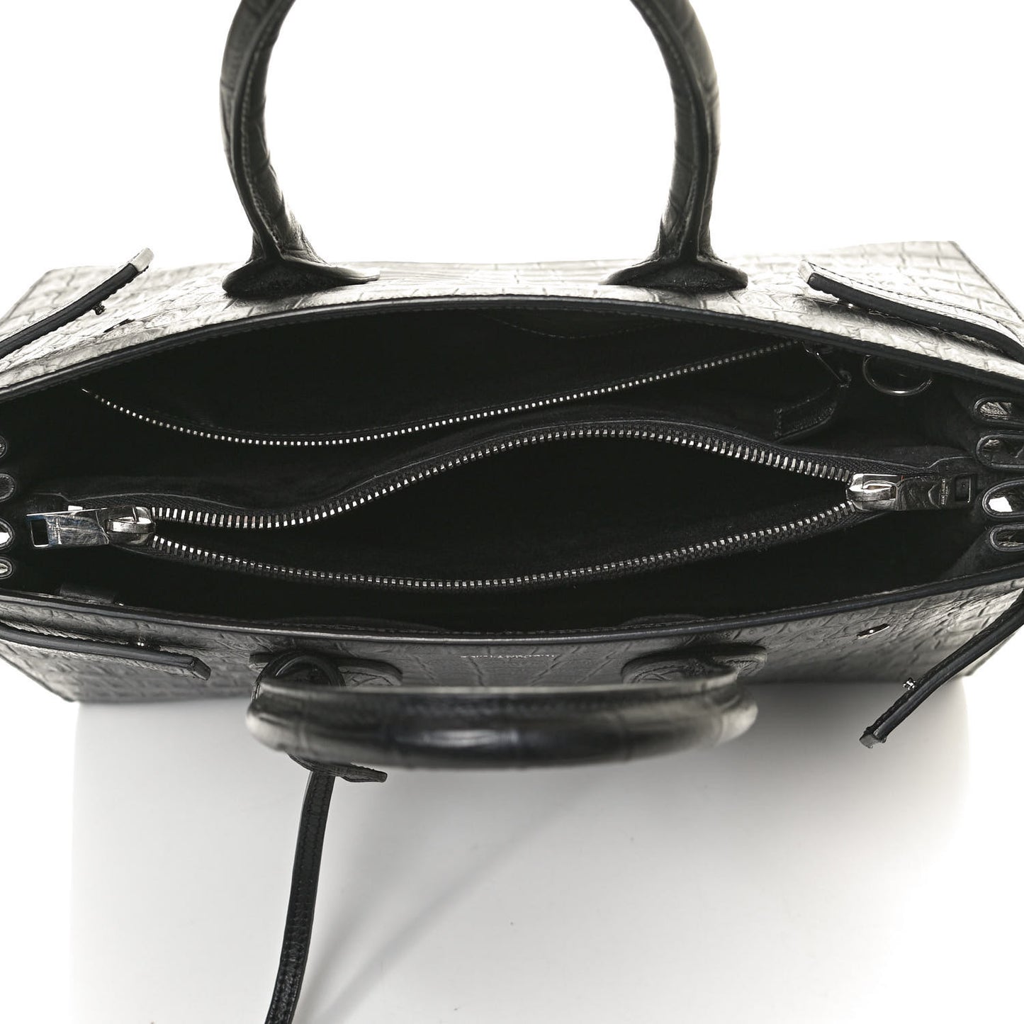Calfskin Crocodile Embossed Small Sac de Jour Black