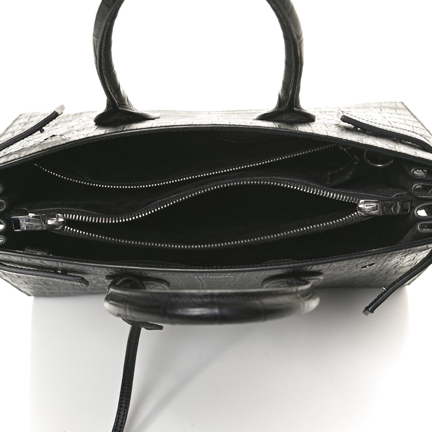 Saint Laurent Calfskin Crocodile Embossed Small Sac de Jour Black 5 of 11