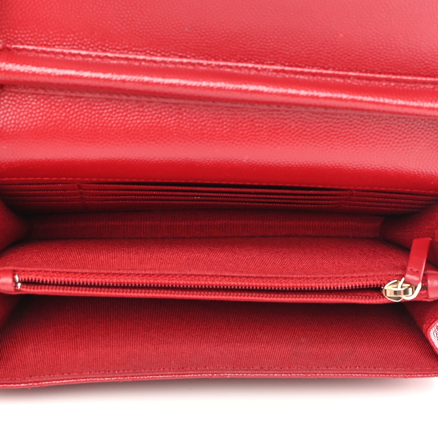 Caviar Quilted Square Wallet On Chain WOC Red