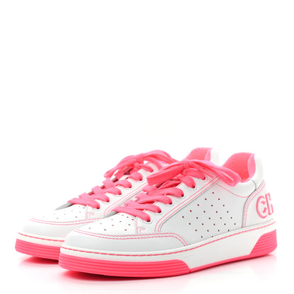 Chanel Calfskin Womens Logo Sneakers 40 Fuchsia White 2 of 7