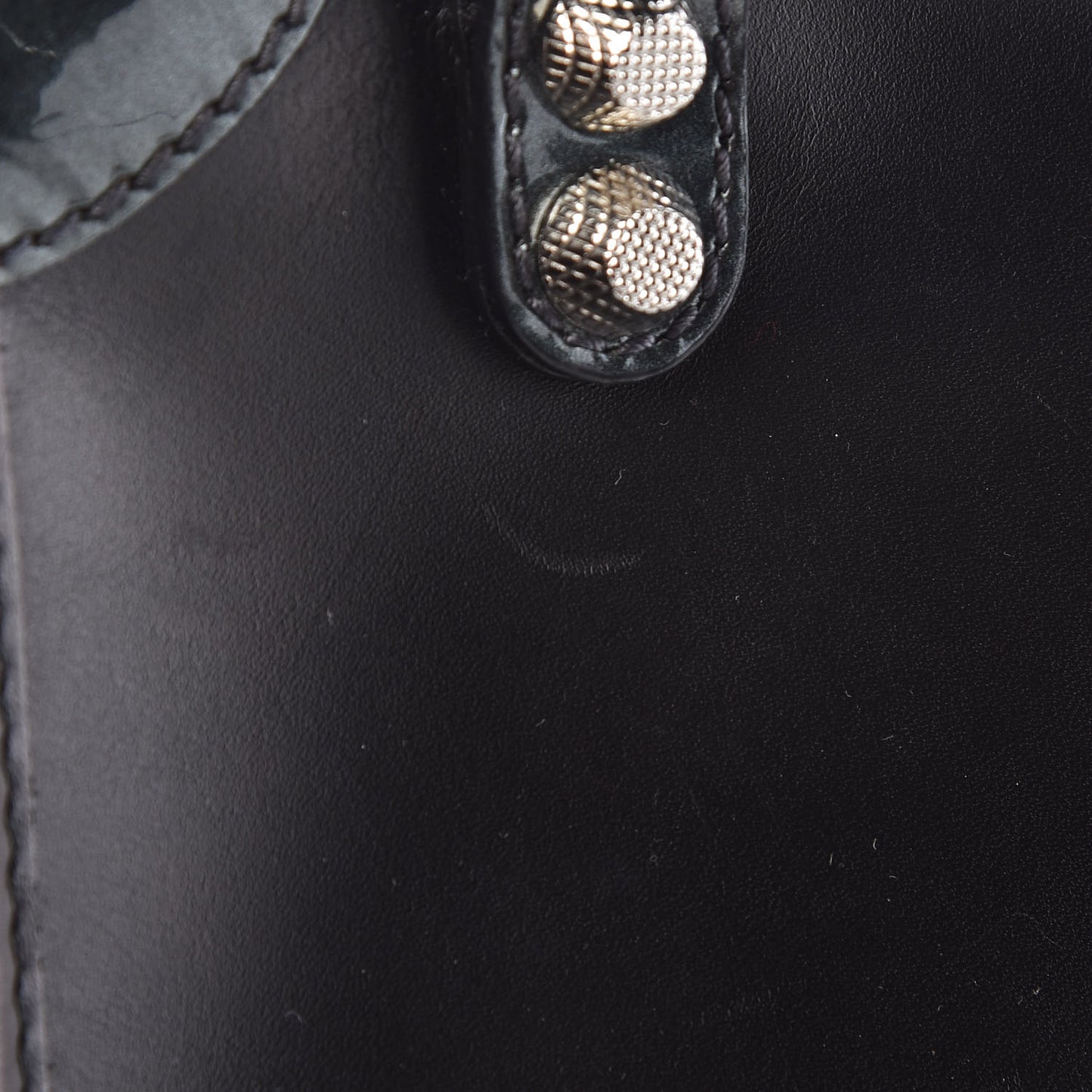 Smooth Calfskin Metallic Patent Giant 12 Silver Hardware Mini City Black Gris