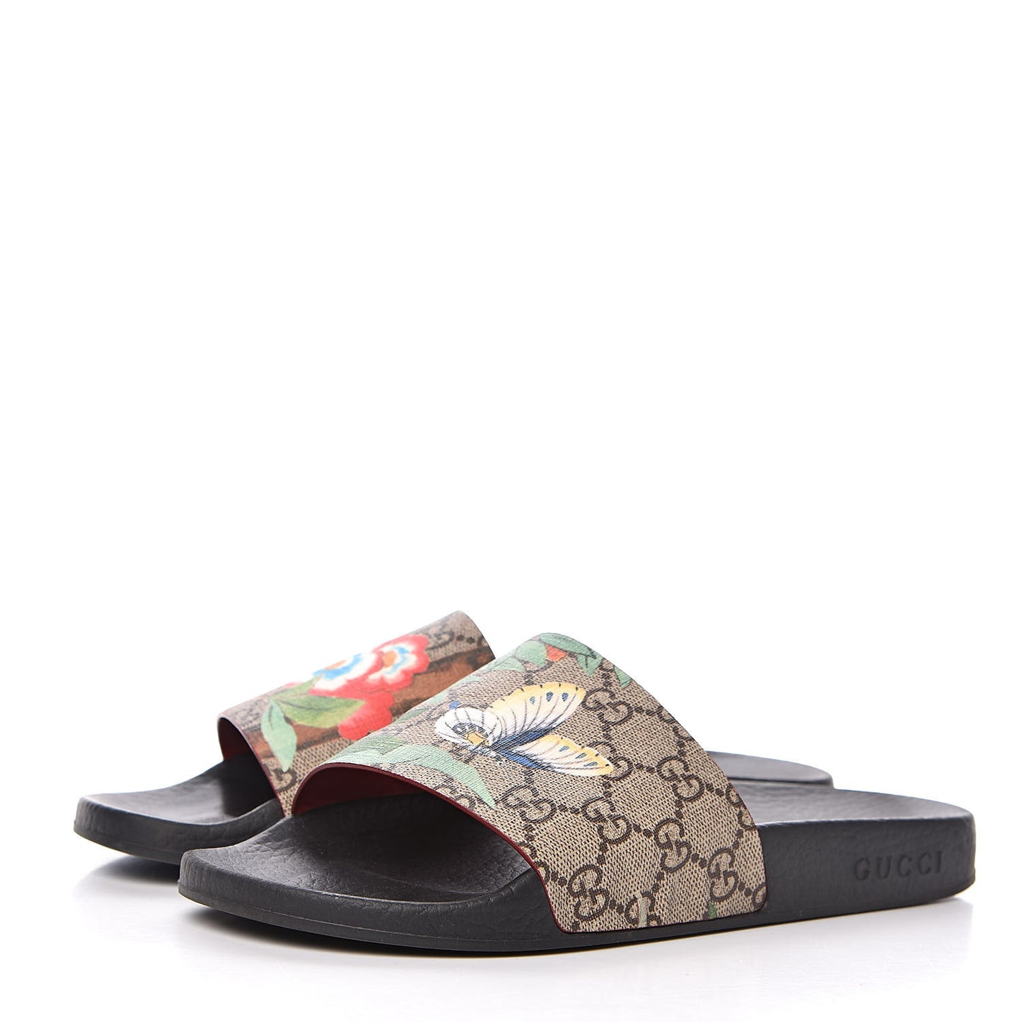 GG Supreme Monogram Tian Womens Slide Sandals 39 Beige Multicolor
