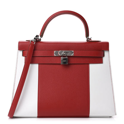 Hermes Epsom Flag Kelly Sellier 32 Rouge Casaque White 1 of 11
