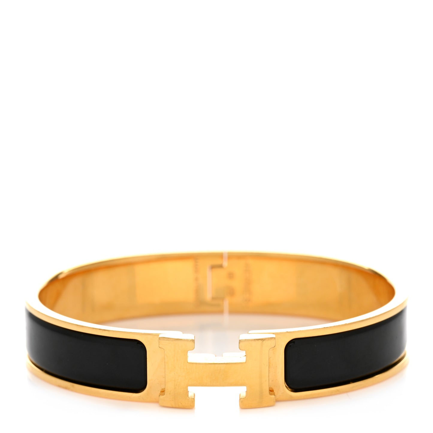 Enamel Narrow Clic Clac H Bracelet GM Black