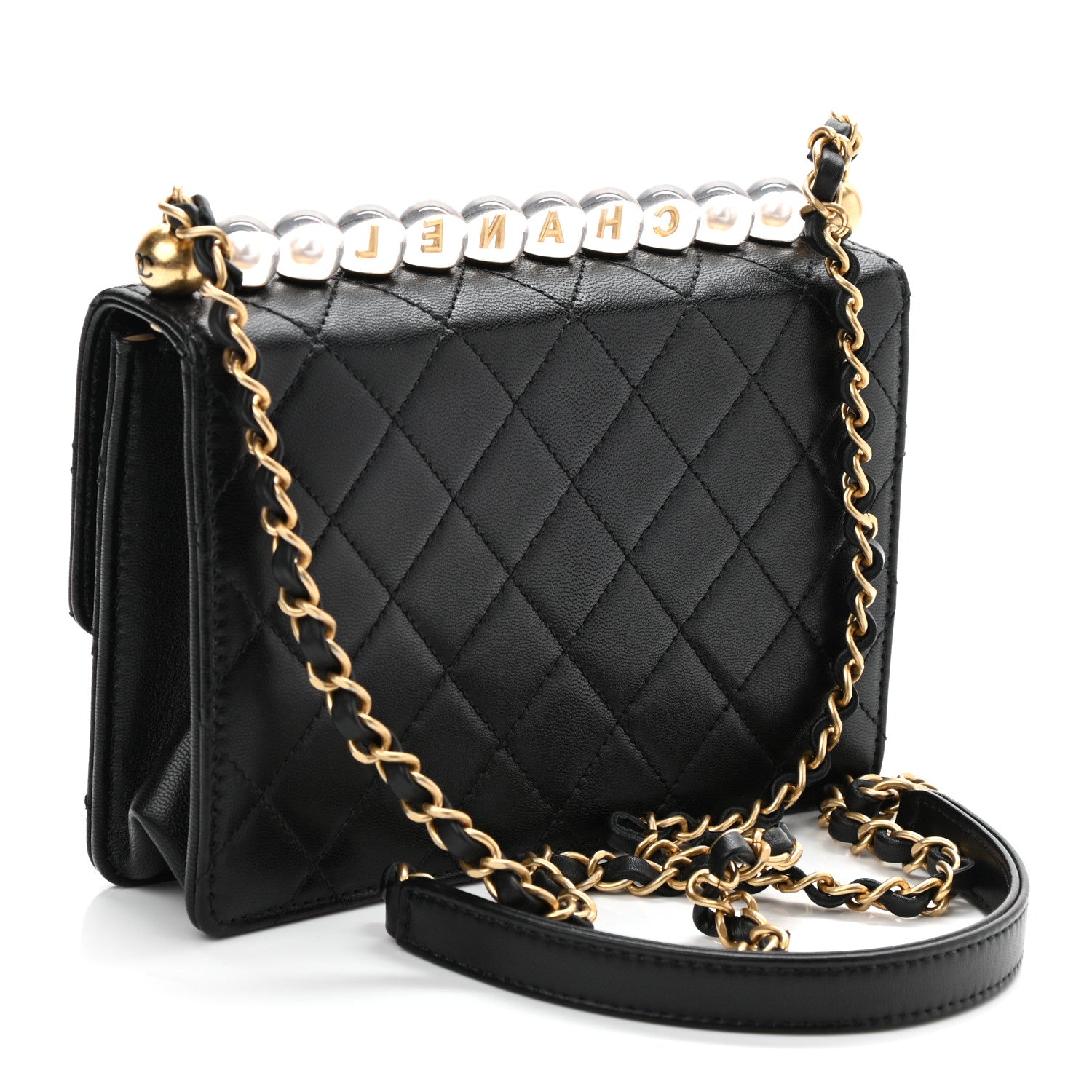 Chanel Goatskin Quilted Logo Small Chic Flap Black 3 of 10
