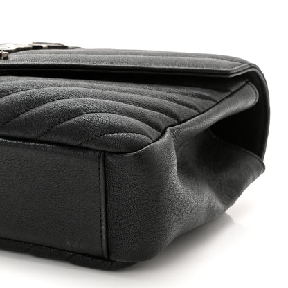 Saint Laurent Sheepskin Matelasse Chevron Monogram Medium College Bag Black 11 of 13