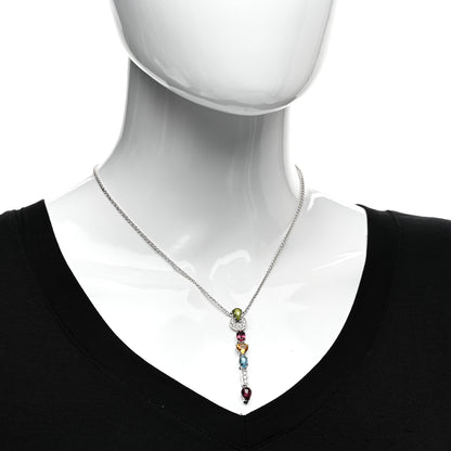 Bulgari 18K White Gold Diamond Multi-Gemstone Allegra Drop Pendant Necklace 2 of 4