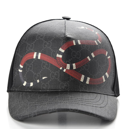 Gucci GG Supreme Monogram Kingsnake Print Baseball Hat XL 60 Black 4 of 8