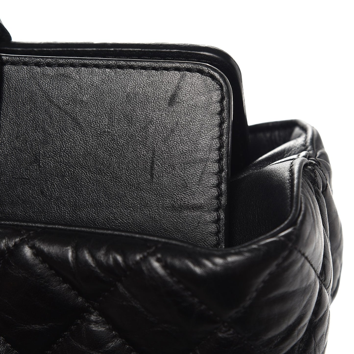 Aged Calfskin Quilted Be CC Tote Black