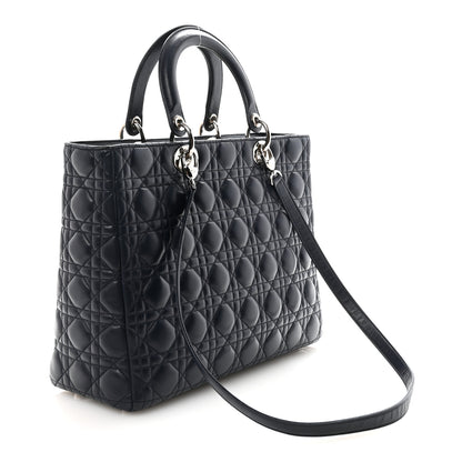 Christian Dior Lambskin Cannage Large Lady Dior Navy Blue 3 of 10