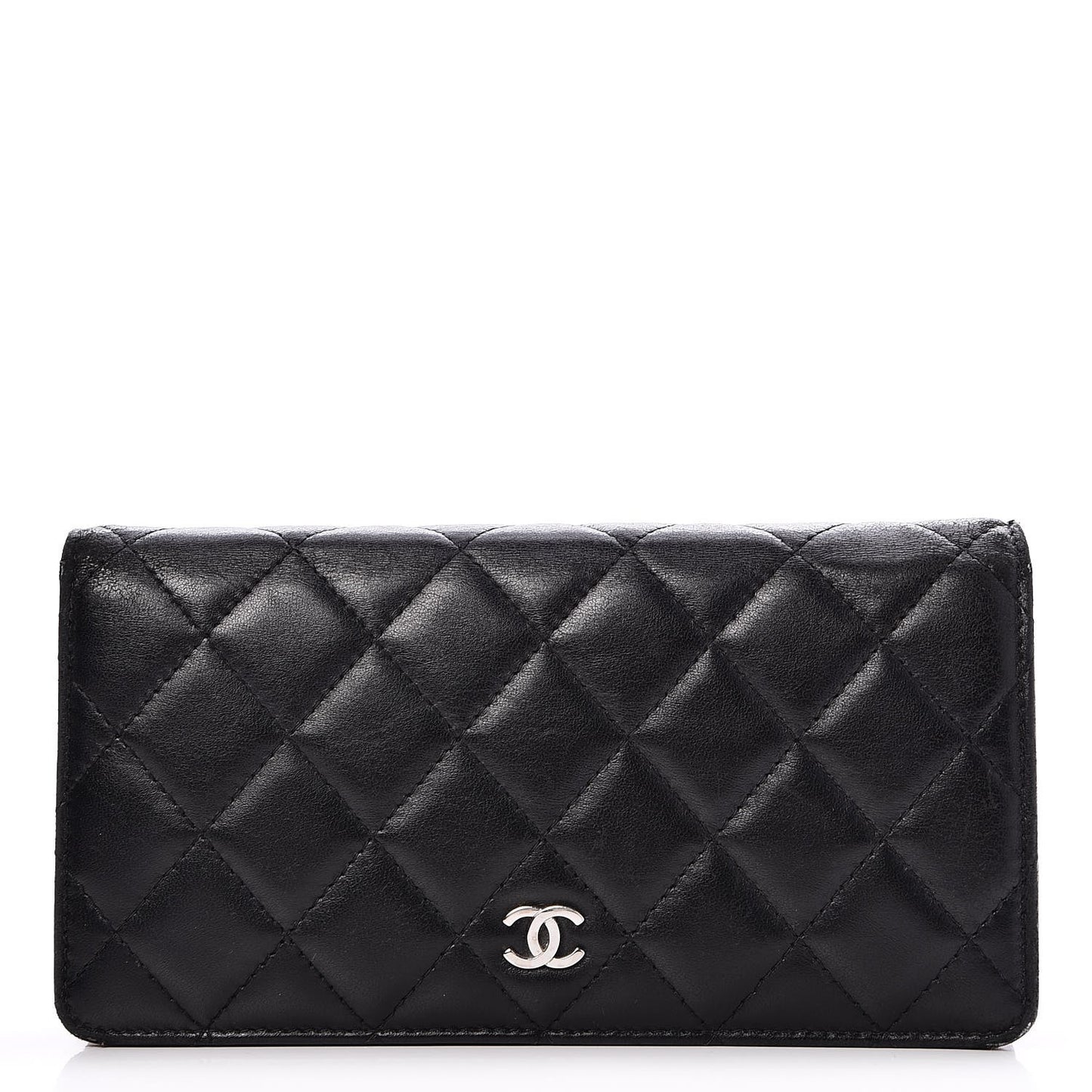 Lambskin Quilted Yen Wallet Black