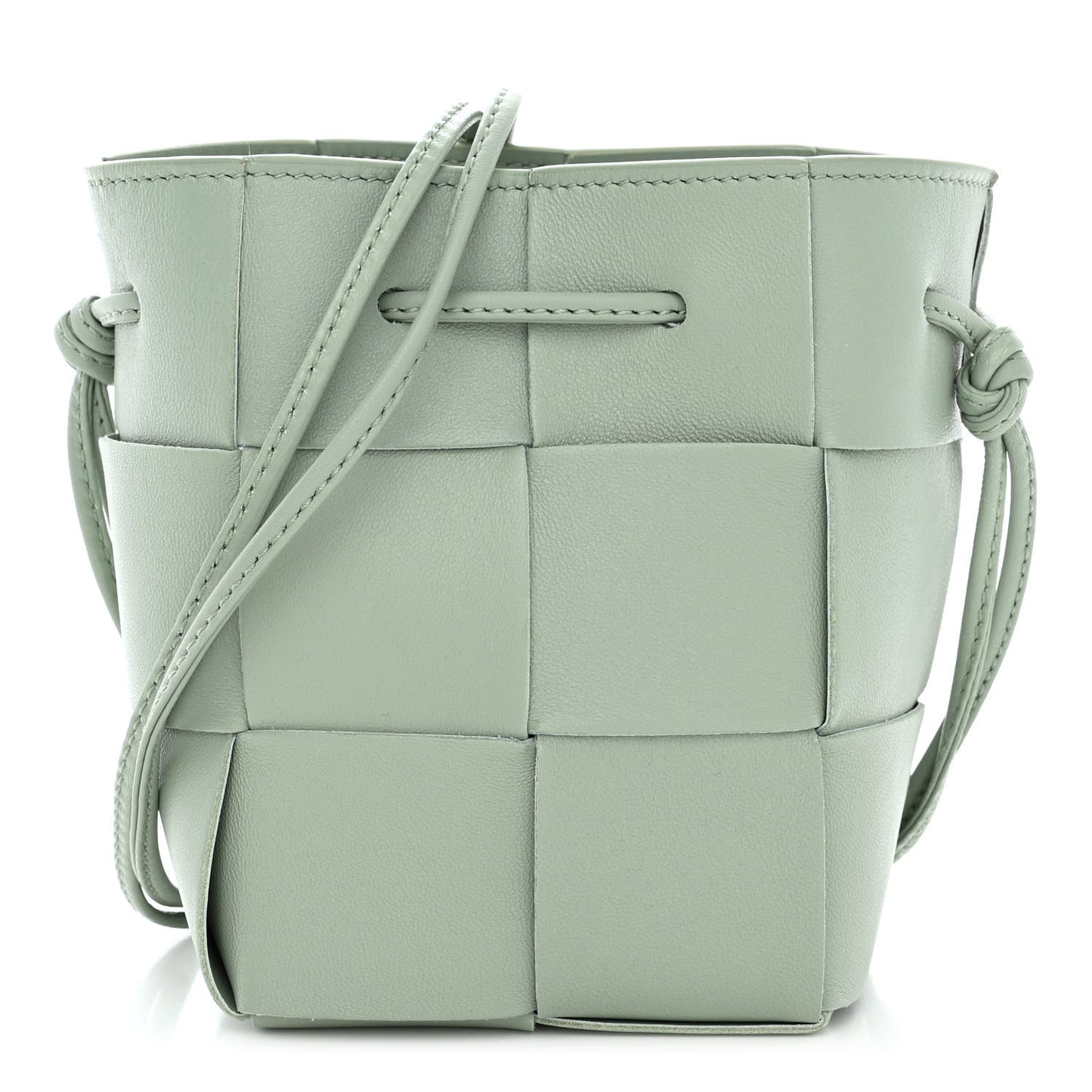 Nappa Maxi Intrecciato Mini Cassette Bucket Bag New Sauge