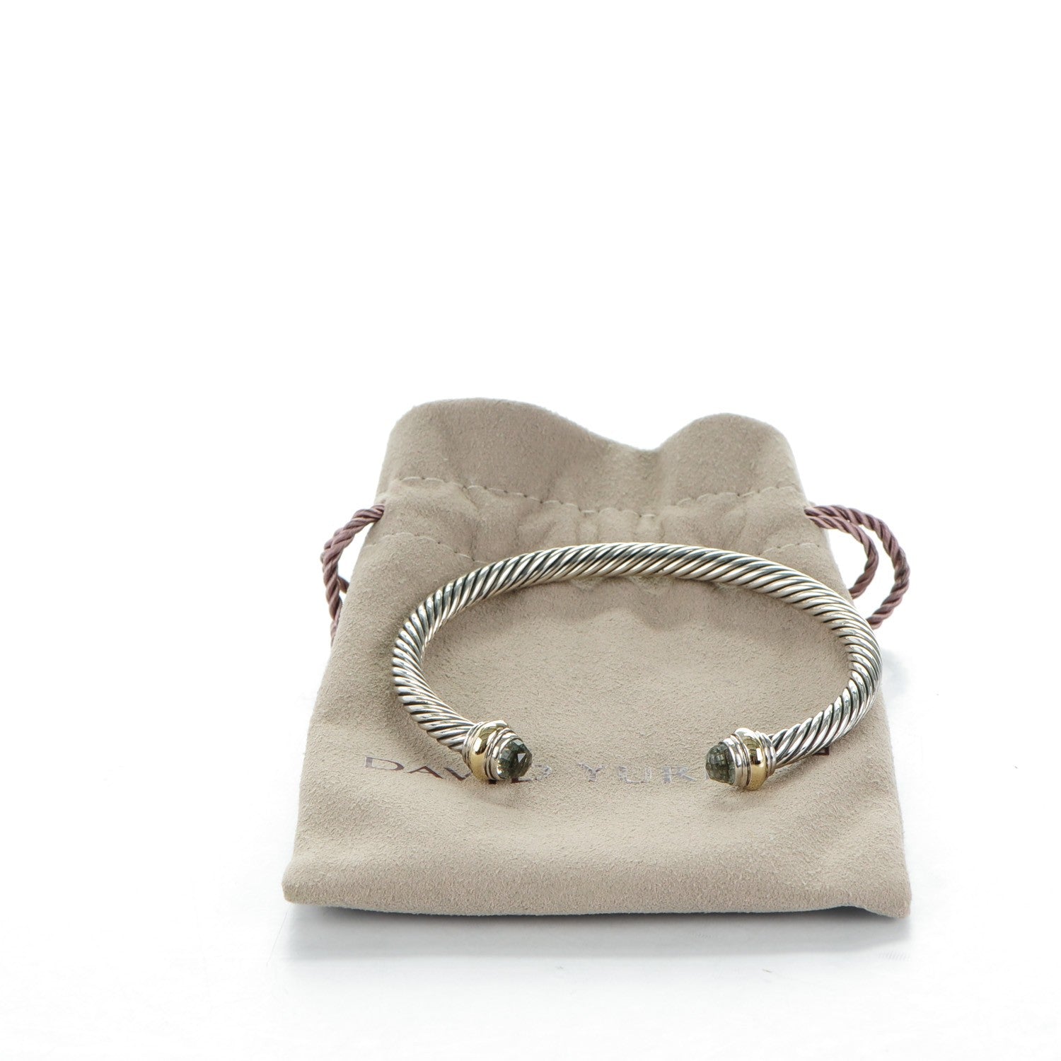 David Yurman Sterling Silver 14K Yellow Gold Prasiolite 5mm Cable Classics Bracelet 5 of 5