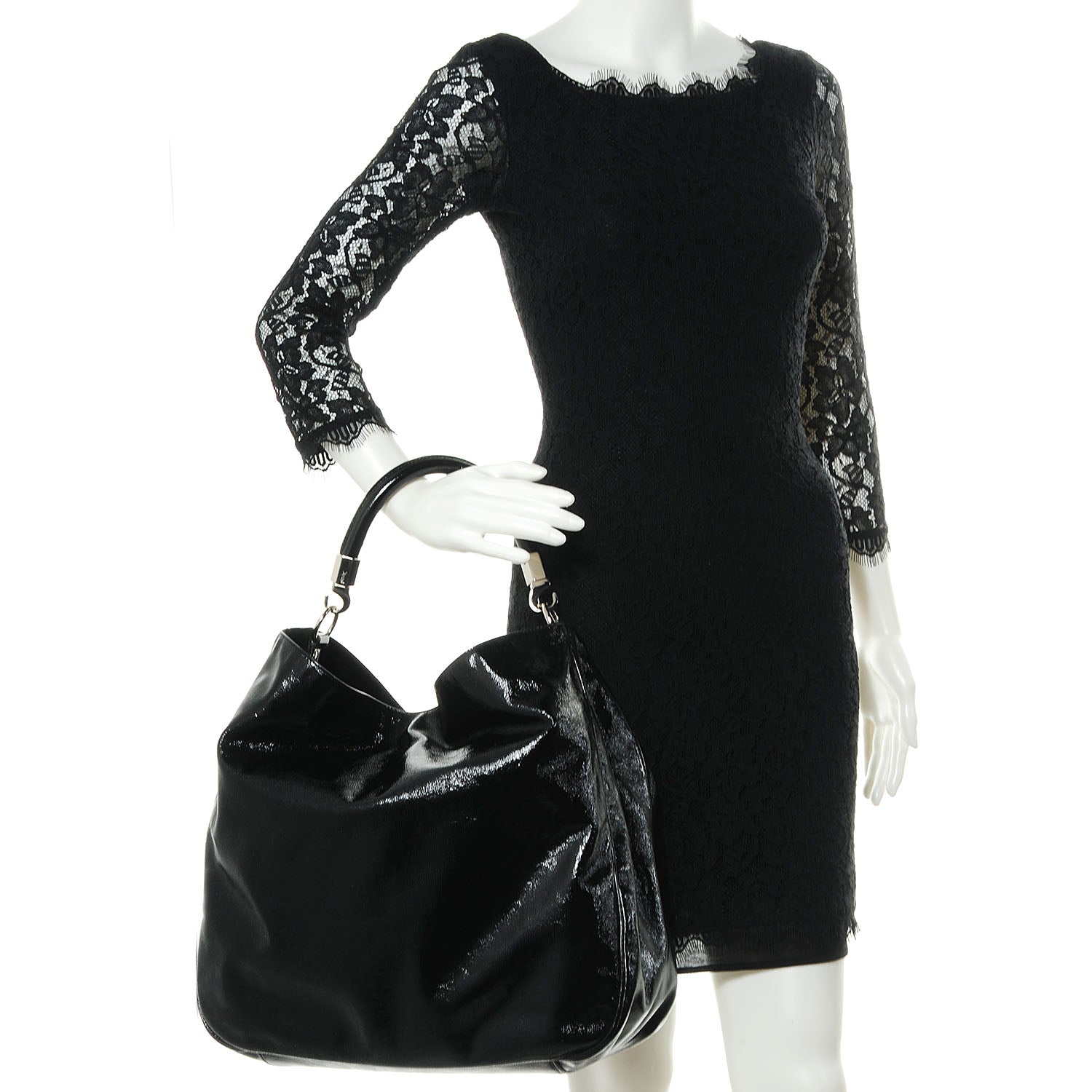 Saint Laurent Patent Large Roady Hobo Black 2 of 7