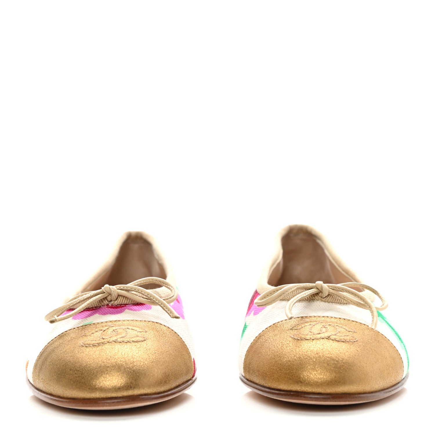 Chanel Fabric Floral Printed CC Cap Toe Ballerina Flats 36 Multicolo 2 of 7