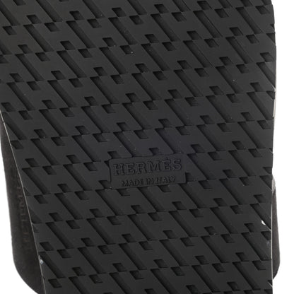 Hermes Suede Goatskin Womens Chypre Sandals 40 Black 6 of 7