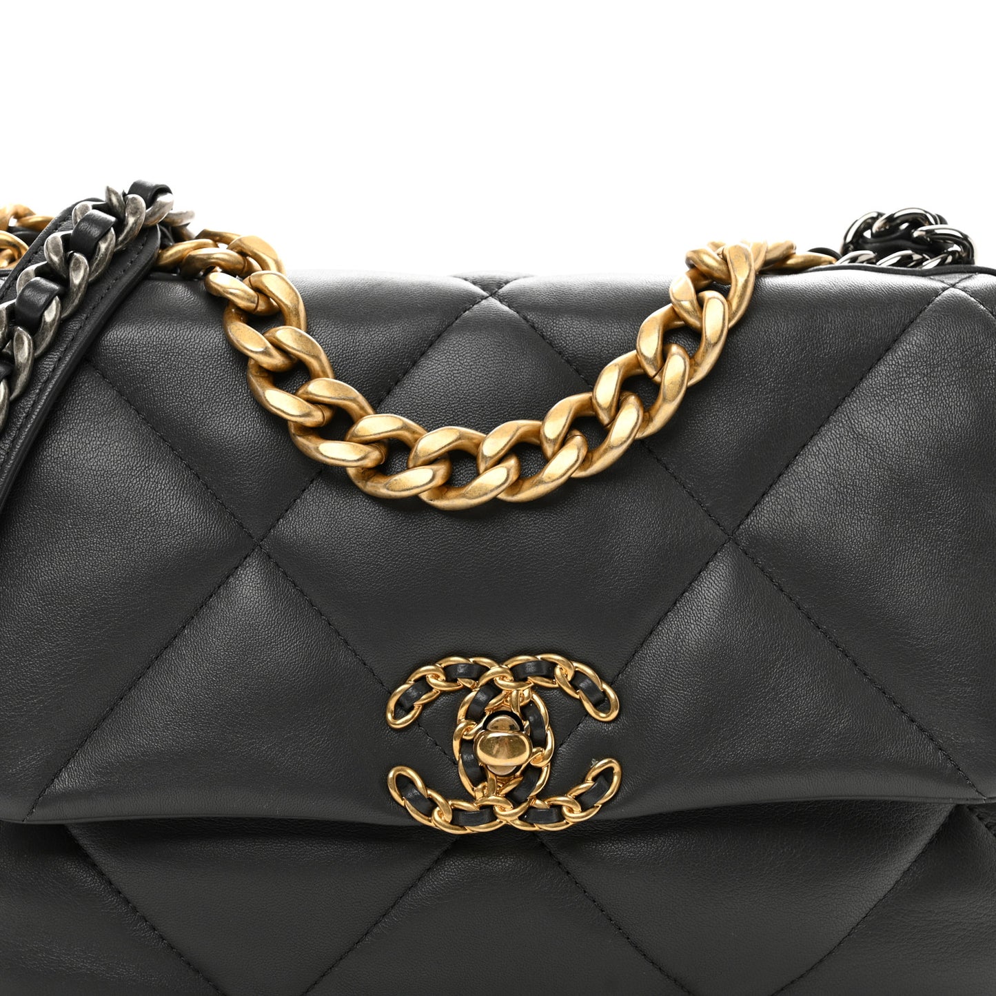 Lambskin Quilted Medium Chanel 19 Flap Dark Grey