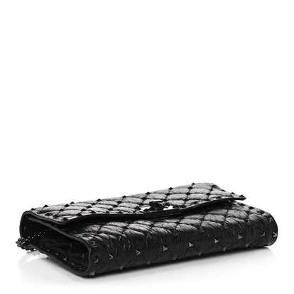 Valentino Garavani Craquele Nappa Rockstud Spike Wallet on Chain Black 4 of 14