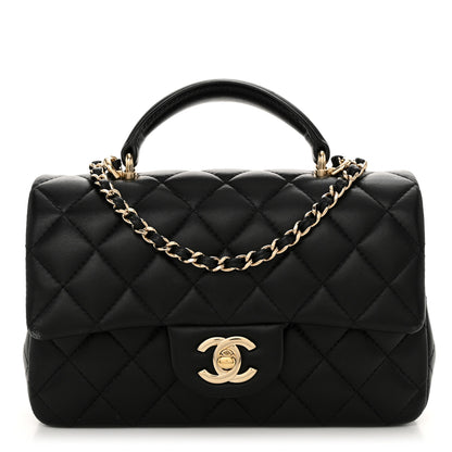 Chanel Lambskin Quilted Mini Top Handle Rectangular Flap Black 1 of 12