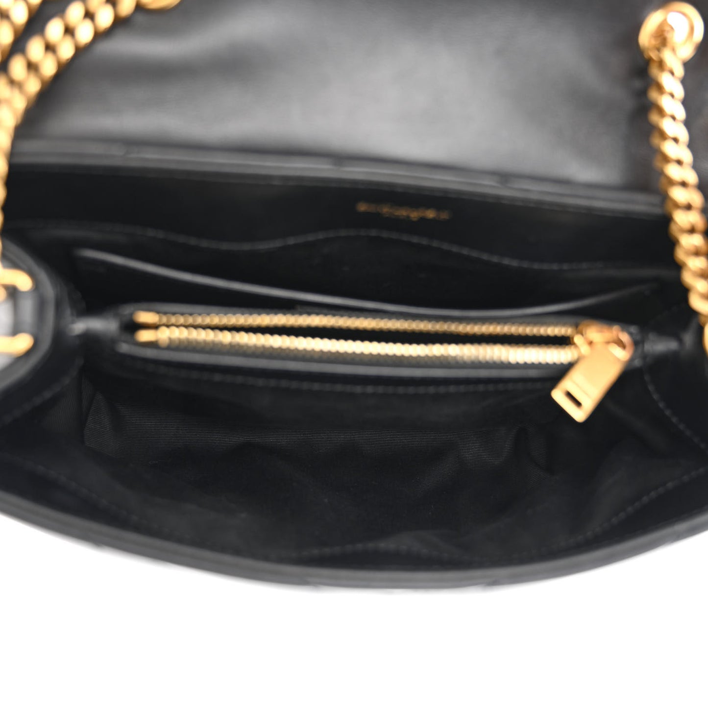 Calfskin Y Quilted Monogram Small Loulou Chain Satchel Black