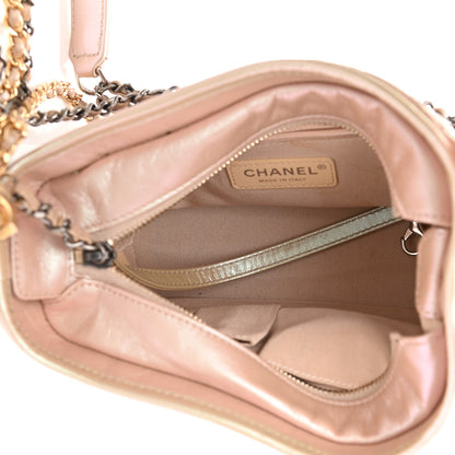 Chanel Iridescent Aged Calfskin Quilted Small Gabrielle Hobo Light Pink 5 of 11