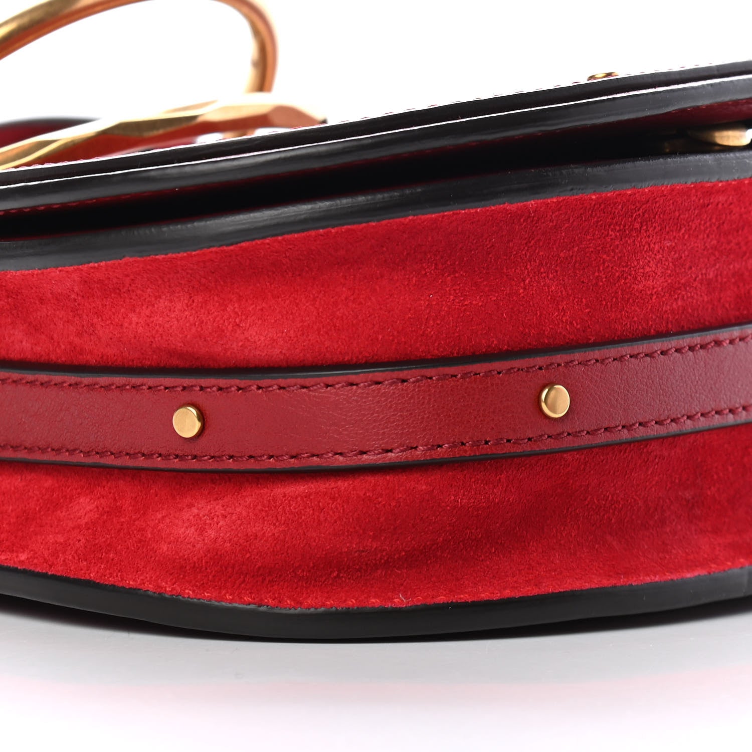 Chloe Calfskin Suede Small Nile Bracelet Bag Intense Red 8 of 12