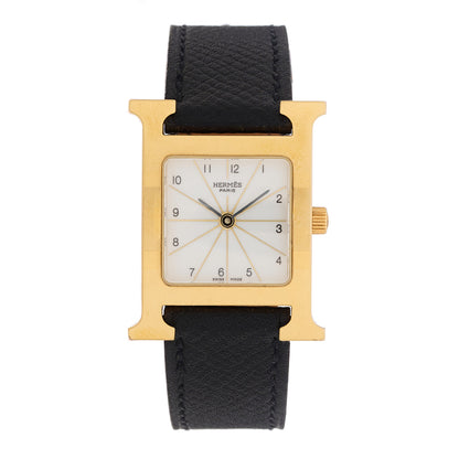 Hermes Stainless Steel Epsom 21mm Heure H Hour Quartz Watch Noir 1 of 4