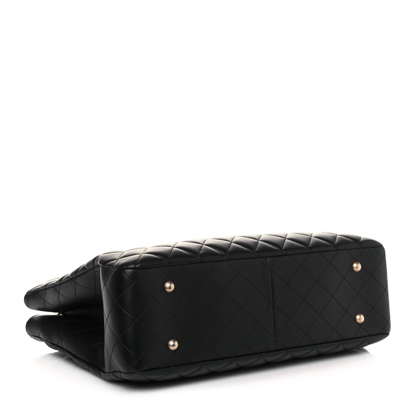 Calfskin Quilted Large Classic Shopping Tote Black